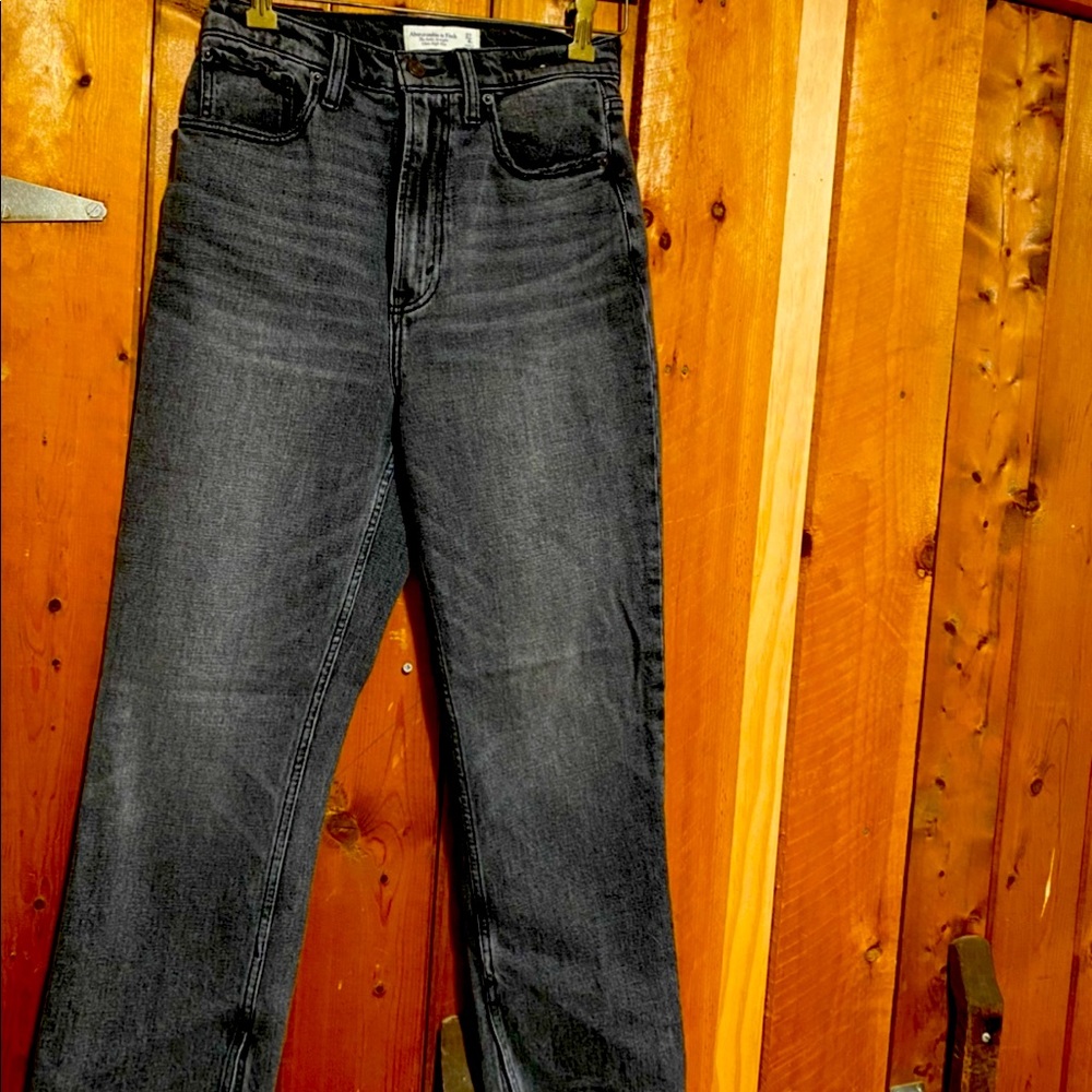 Abercrombie Black Ankle Straight Ultra High Rise